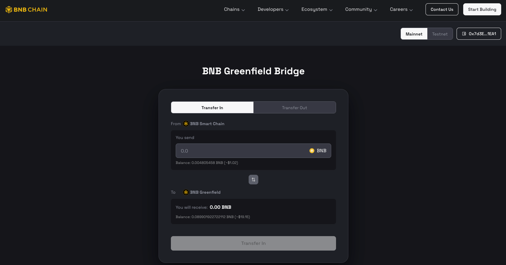 BNB Transfer - BNB Greenfield